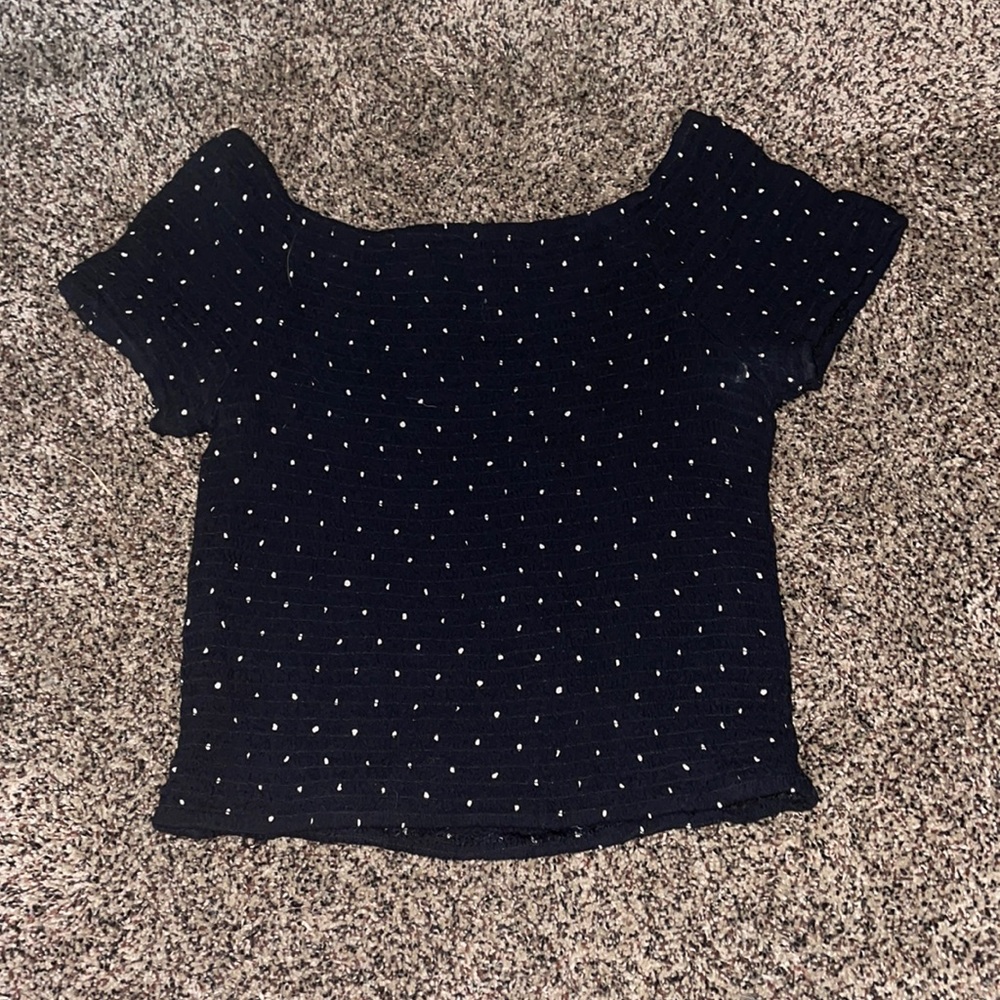 Size medium black with dots shirt. Super cute